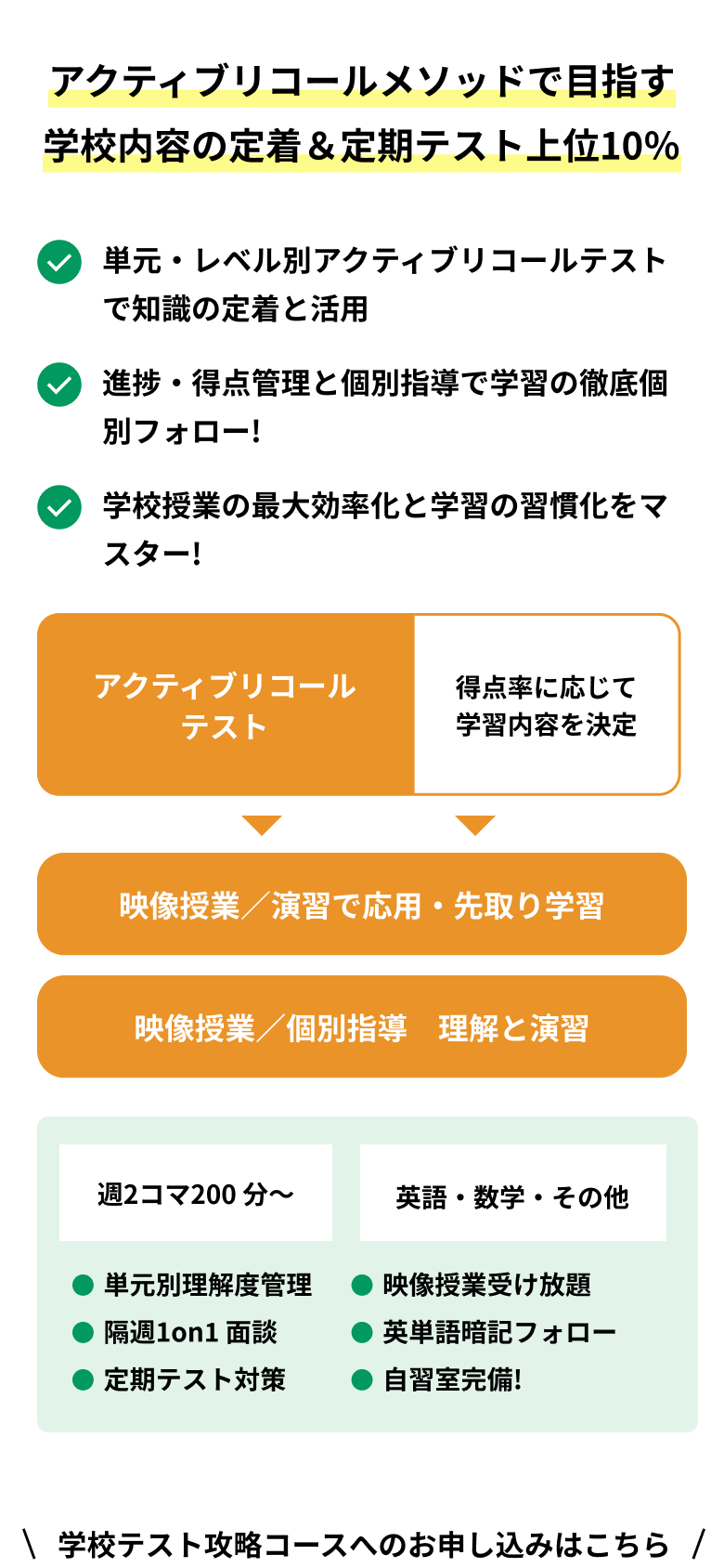 高1・2学校テスト攻略コース