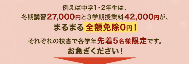 3学期授業料69,000円が、まるまる全額免除0円！